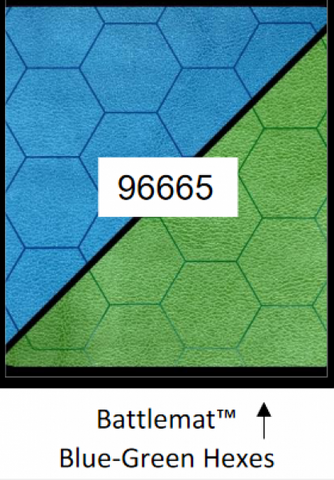 Chessex Battlemat: 1” Reversible Blue-Green Hexes (23½” x 26” Playing Surface)