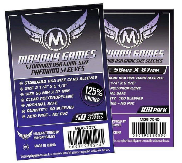 card sleeves 56mm x 87mm Card Sleeves Fully Transparent 63.5x88mm Mayday Games Standard Size Ca –  GALA Board Games 旮旯桌遊 main image 0